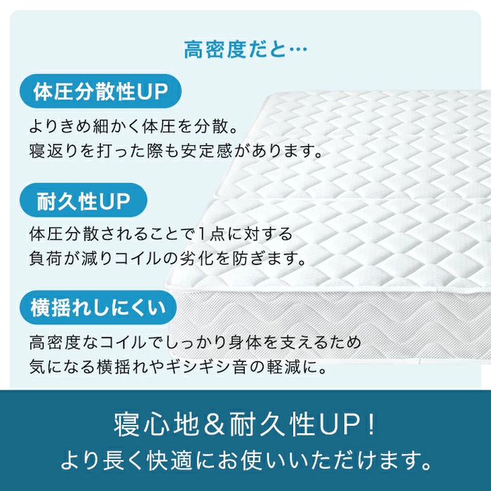 ［ダブル］RENEW コイル数UP ボンネルコイルマットレス 三つ折り 高密度 通気性 ウレタン 圧縮 硬め 高反発 折りたたみ〔05190006〕