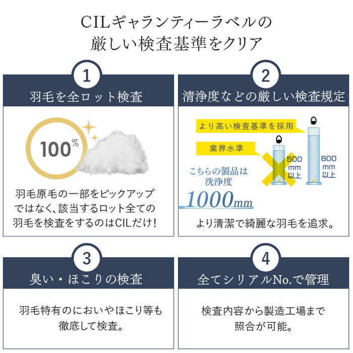 [セミダブル]オールシーズン快適 2枚合わせ 羽毛布団 ダウン93％ コインランドリーで洗える 日本製 CILゴールドラベル〔10119056〕