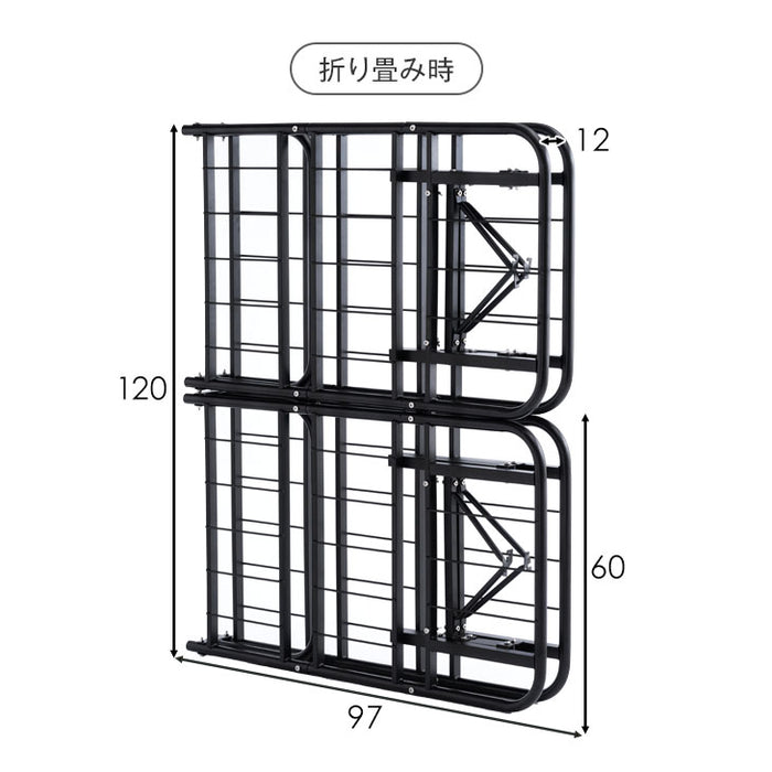 【セミダブル】高反発マットレス付 パイプベッド 折りたたみ 2つ折り フレーム〔21301002〕