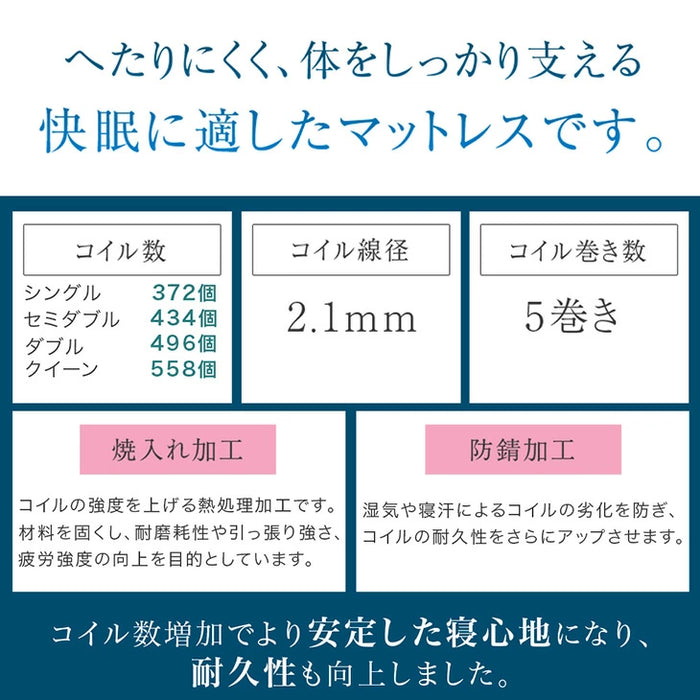 [ダブル] 寝心地＆耐久性UP！極厚20cm ボンネルコイルマットレス 硬め 通気性 ボンネル コイルマットレス〔17800018〕