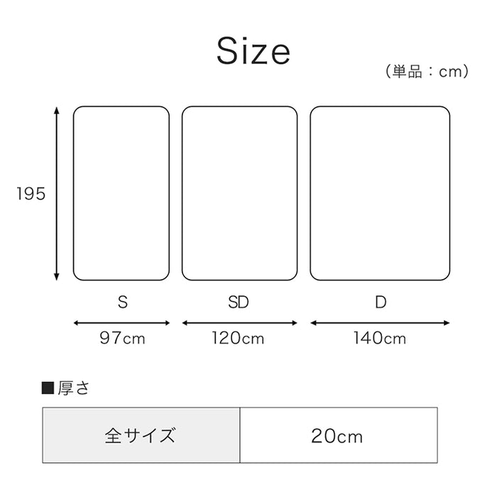 [セミダブル] 洗える 3ゾーン ポケットコイルマットレス 分別可能 抗菌 防臭 防ダニ  3Dメッシュ 極厚 20cm 新生活 高反発 〔17810136〕