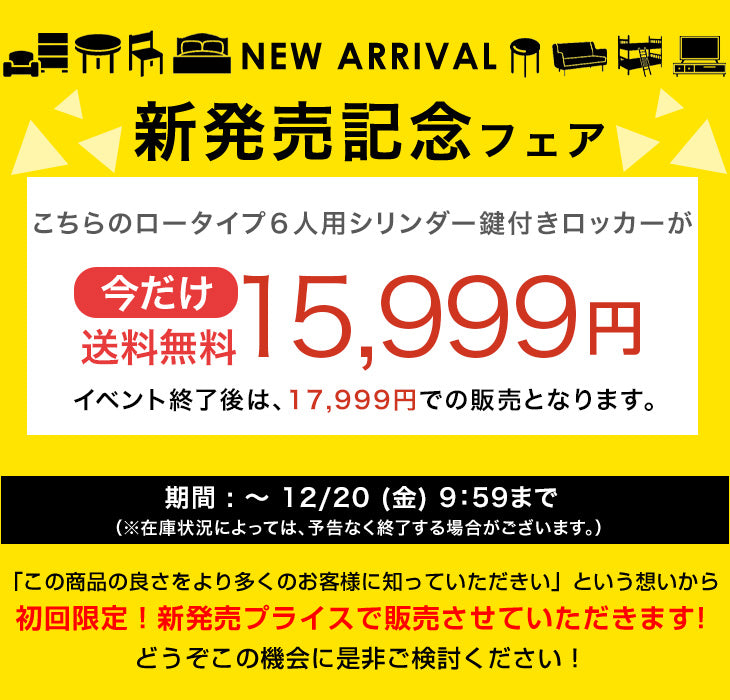 【新発売記念フェア】★法人様限定★ ロッカー 6人用 3列2段 粉体塗装 高耐久 シリンダー錠 スチール製 オフィス 更衣室 鍵付きロッカー 業務用 収納〔77400016〕