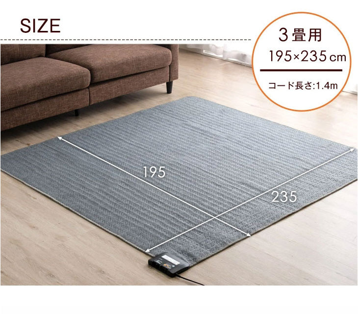 3畳用] 2点セット ラグ 200×250cm + ホットカーペット 235×195cm