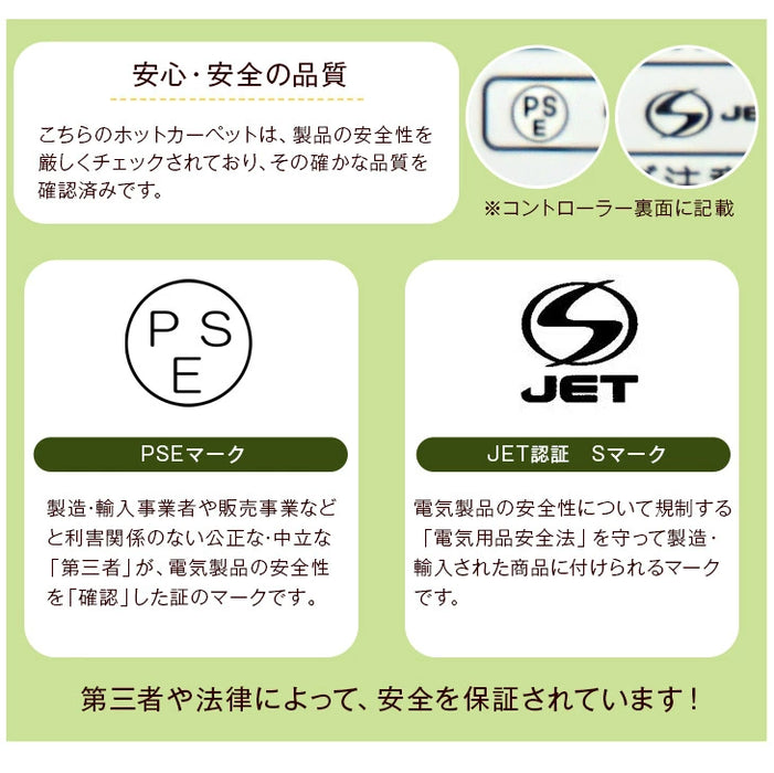 [3畳]  ラグ×ホットカーペット 2点セット軽量 滑り止め付 低反発 極厚 北欧 正方形 オールシーズン 足元暖房 絨毯 ダニ退治 〔21700009〕