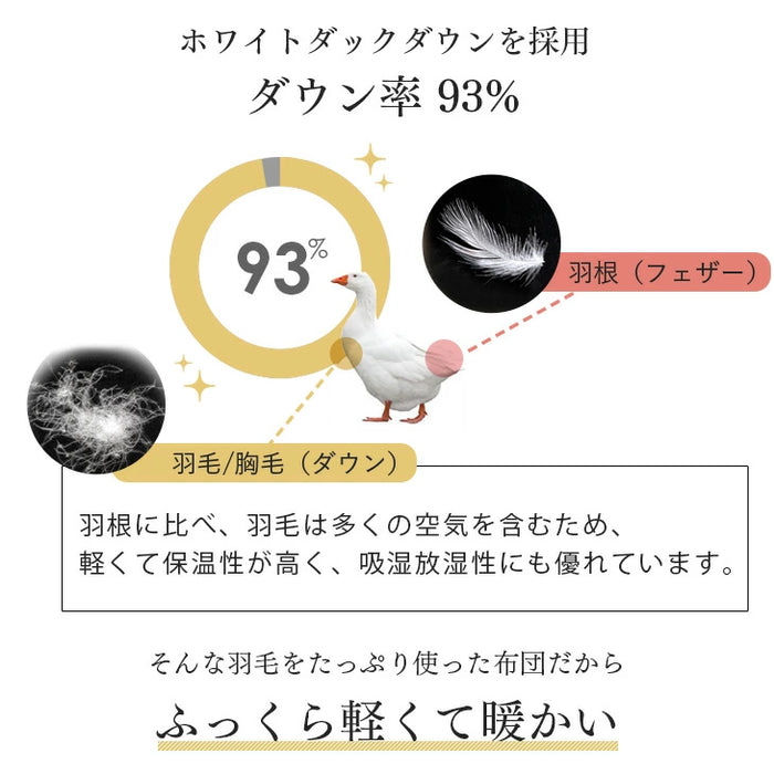 [ダブル] 【柄任せ】1.4kg 羽毛布団 ホワイトダックダウン93％ CILゴールドラベル 400dp かさ高165mm 日本製〔39100098〕