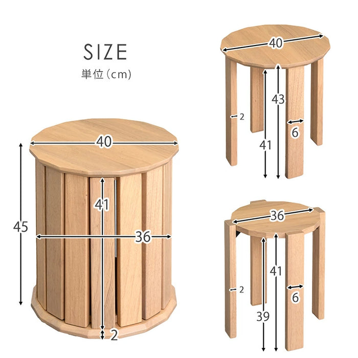 【新発売記念フェア】スツール 4脚セット 天然木 完成品 重ねる サイドテーブルにもなる かわいい〔49600299〕