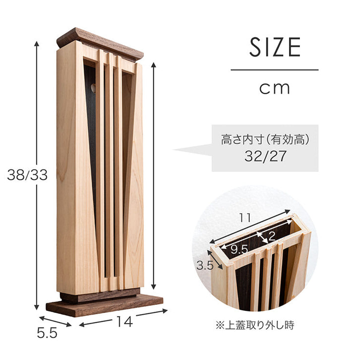 [高さ38cm] 国産ひのき 御札立て 1体用  壁掛け 自立 木製 神棚 お守り 宮形 省スペース ミニ神棚〔51300161〕