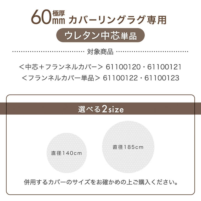 ［140cm］円形極厚60mmカバーリングラグ専用 ウレタン中芯 単品【商品番号：61100120・61100122】 のカバーリングラグ専用交換用 〔61100124〕