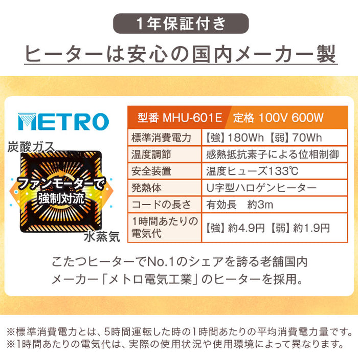 【10/4(金)21時～3個限定！3,499円】【120×80】こたつ ナチュラル 長方形 傷に強い UV塗装 ハロゲンヒーター 600W 手元コントローラー ロータイプ 継ぎ脚 〔6814009422〕