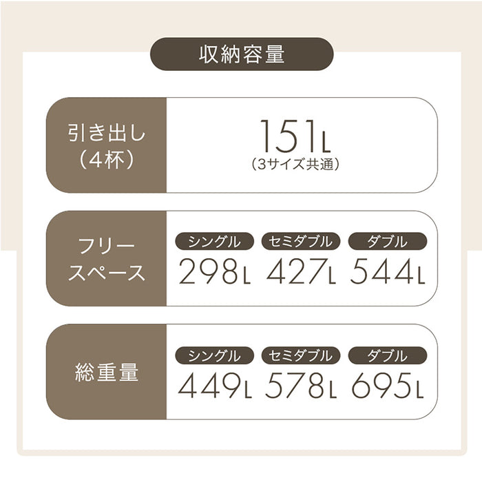 【新発売記念フェア】［ダブル］まるでタンスの収納力 ベッド 組み換え 引出し付 2コンセント 宮付き 収納付き 木製 ベッドフレーム〔73400058〕