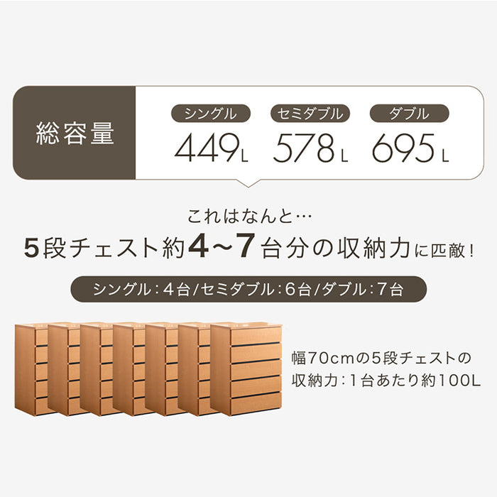 【新発売記念フェア】［シングル］まるでタンスの収納力 ベッド 組み換え 引出し付 2コンセント 宮付き 収納付き 木製 ベッドフレーム〔73400056〕