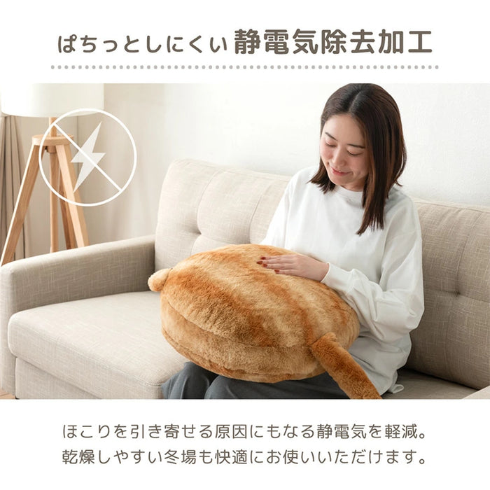 もはや、ねこ。 クッション 洗える 直径50cm 丸洗い 大きい 暖かい フロアクッション 枕 冬用 厚手 猫の手触り かわいい おしゃれ 北欧〔80100140〕