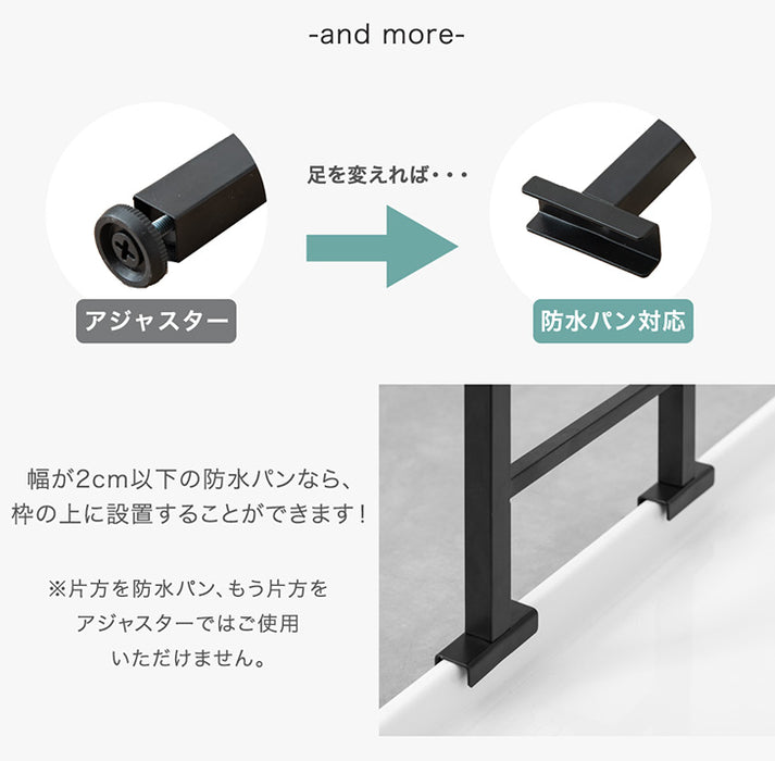 [幅64～94] 突っ張り式ランドリーラック 伸縮 バスケット付 棚板 高さ調整 簡単設置 防水 洗面所〔84300002〕