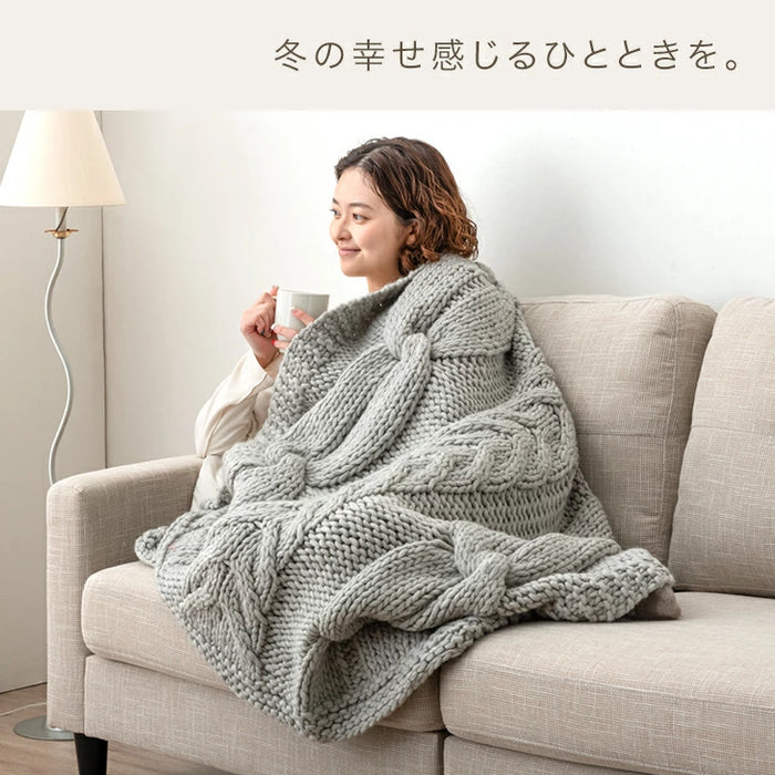 シングル] 眠るセーター 毛布 メリノウール100% ニット ブランケット 冬用 手編み 膝掛け ウール 100 掛布団 マルチカバー 暖 —  【公式】タンスのゲン本店 - 家具・インテリアのネット通販