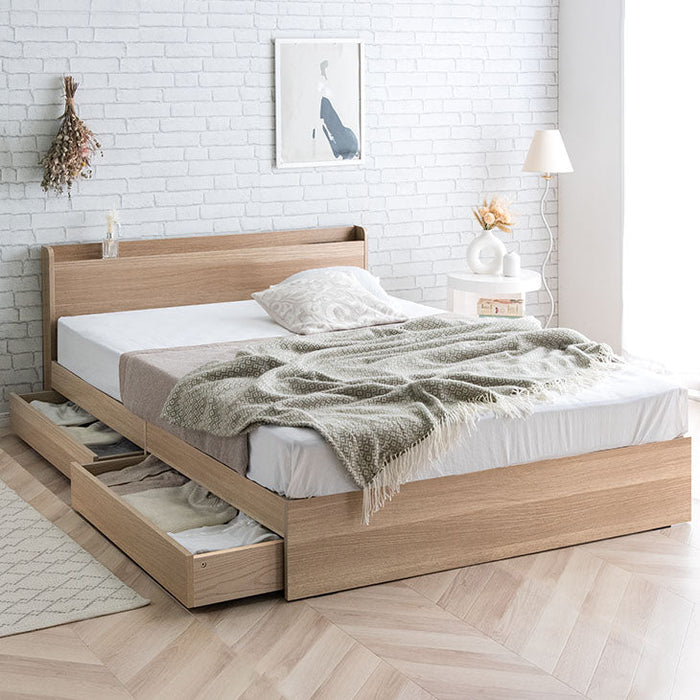 ベッド ホワイト セミダブル ボンネルコイルマットレス付き 収納付き引き出し付き新品ベッド家具一覧