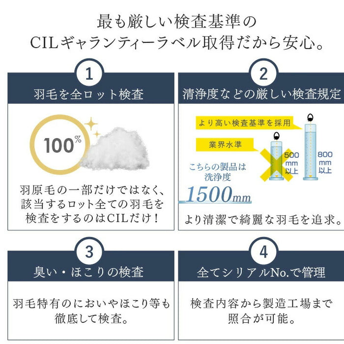 [ダブルロング] 75才以上のばあちゃんと開発“祖母の羽毛布団” ばあちゃん新聞 ホワイトダックダウン93% 二層キルト 60サテン 面100% ハードケース付 日本製 洗える 400dp以上〔11156739〕