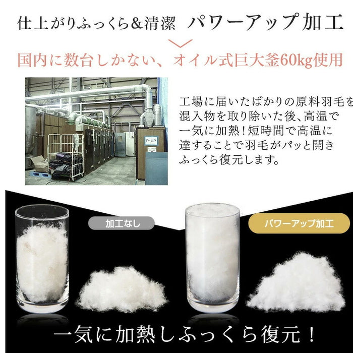[ダブルロング] 75才以上のばあちゃんと開発“祖母の羽毛布団” ばあちゃん新聞 ホワイトダックダウン93% 二層キルト 60サテン 面100% ハードケース付 日本製 洗える 400dp以上〔11156739〕