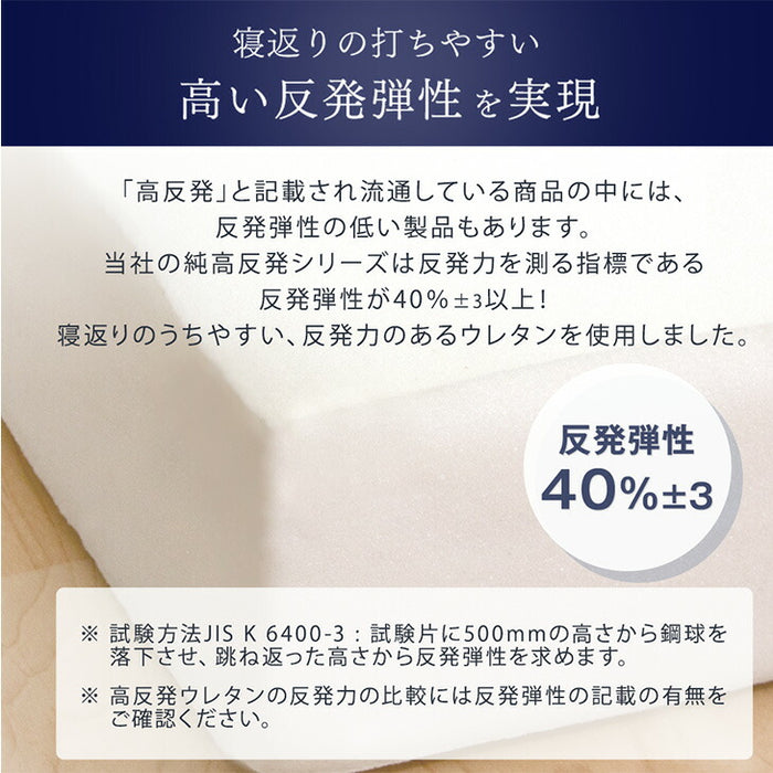 [シングル］超極厚20cm 「純」高反発マットレス 高密度30D 硬め エコテックス 高反発 洗える カバー マットレス 〔13810075〕