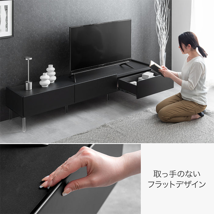 ［幅177］浮遊するテレビ台 国産 大川家具 透明脚 テレビラック 収納 引き出し【超大型商品】〔17100080〕