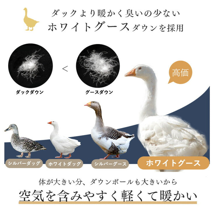 [シングル] 羽毛布団 増量1.2kg 日本製 ホワイトグースダウン93％ 洗える CILゴールドラベル 30マス立体キルト 400dp以上 かさ高165mm以上 ウォッシャブル〔39100156〕