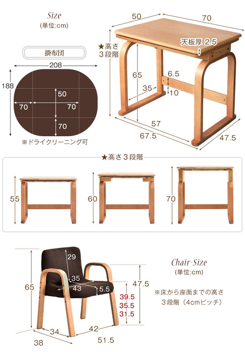 【12月の目玉プライス】[1人用] [3点セット] [幅70×奥行50cm] パーソナルこたつセット 高さ3段階調節 石英管ヒーター 1年保証〔68140111〕