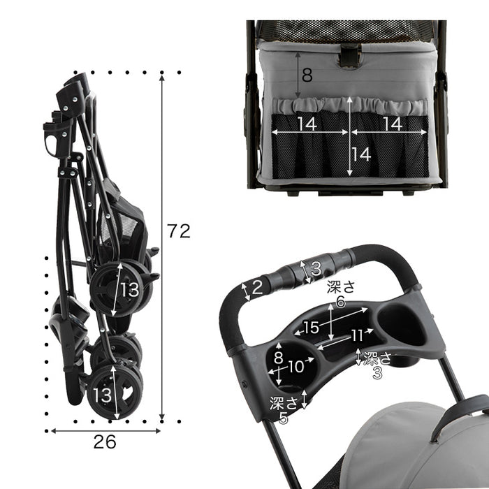 折りたたみ ペットカート 耐荷重15kg ドリンクホルダー 分離式 対面式〔84000012〕
