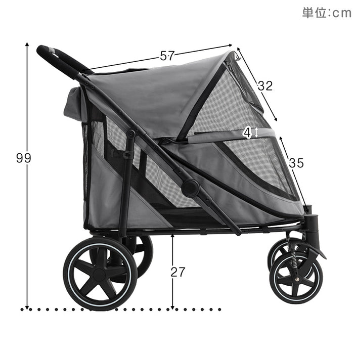 ペットカート 大型犬対応 耐荷重60kg 座面洗える 折り畳み 4輪〔84100001〕