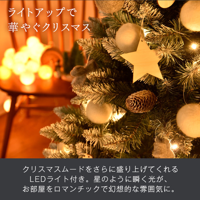 オーナメント＆ライト付 クリスマスツリー 180cm LED 雪化粧 ...