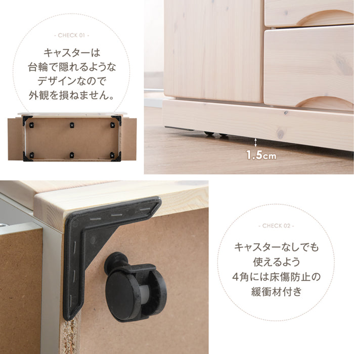 日本製 幅120cm キッチンカウンター レンジ台 キャスター付き 完成品 - 3