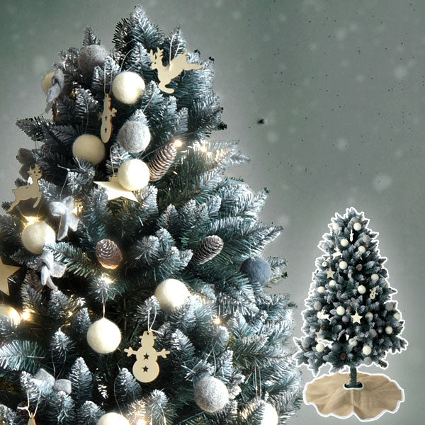 オーナメント＆ライト付 クリスマスツリー 150cm LED 雪化粧 ...
