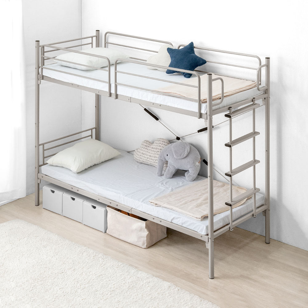 【ブラック】チール 耐震 ベッド シングル 分離可能垂直はしご 業務用二段ベッド素材スチール