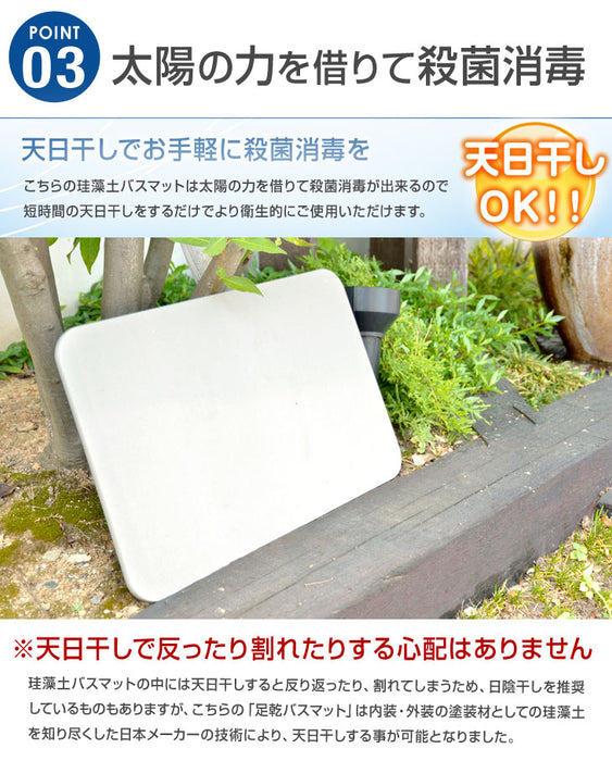 4枚セット 珪藻土 バスマット天日干し出来る  シャワーで洗える 速乾 日本製 〔21100004〕