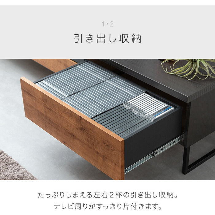 幅180cm ヴィンテージ調テレビ台 国産 完成品  引き出し付 【超大型商品】〔24900081〕