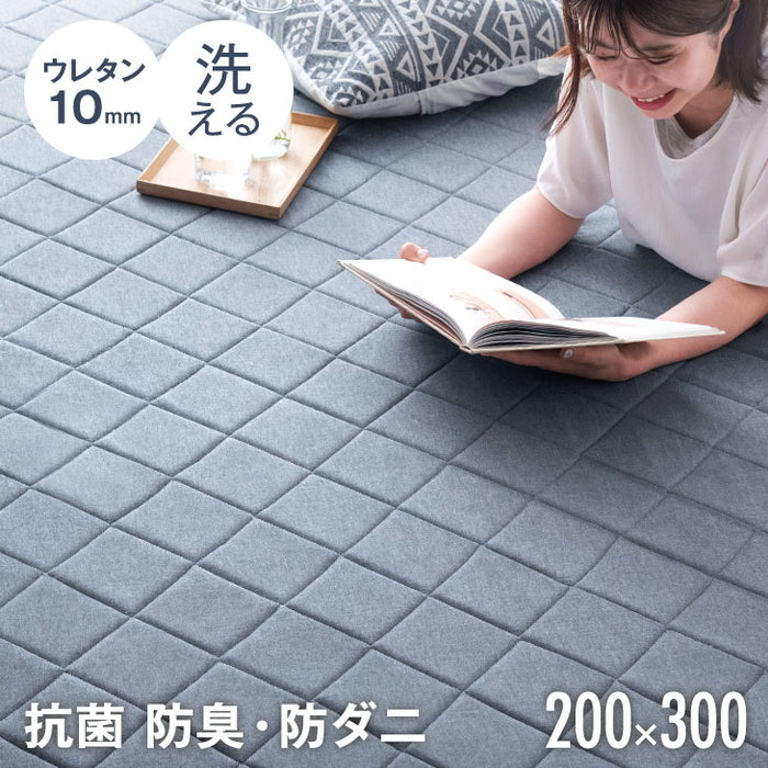 200×300] さらっと快適 ウレタン入り 洗濯できる キルトラグ 200×300