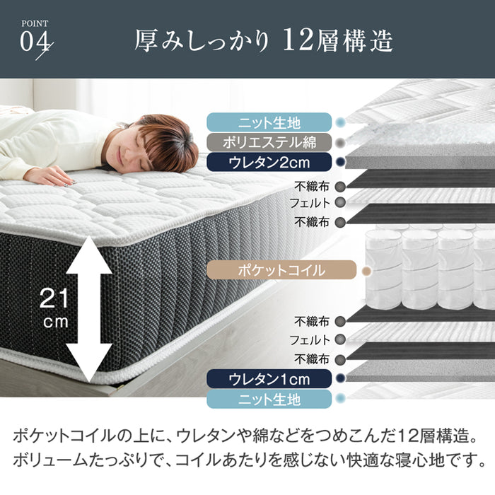 zone coil mattress ゾーンコイルマットレス ダブルサイズ 白 - マットレス